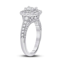 Load image into Gallery viewer, Radiant Brilliance: 14kt White Gold Princess Diamond Halo Bridal Wedding Engagement Ring 1 - 1/2 Cttw - Splendid Jewellery