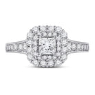 Radiant Brilliance: 14kt White Gold Princess Diamond Halo Bridal Wedding Engagement Ring 1 - 1/2 Cttw - Splendid Jewellery