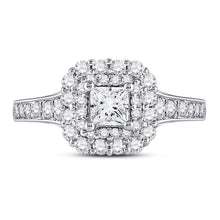 Load image into Gallery viewer, Radiant Brilliance: 14kt White Gold Princess Diamond Halo Bridal Wedding Engagement Ring 1 - 1/2 Cttw - Splendid Jewellery
