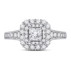 Radiant Brilliance: 14kt White Gold Princess Diamond Halo Bridal Wedding Engagement Ring 1 - 1/2 Cttw - Splendid Jewellery
