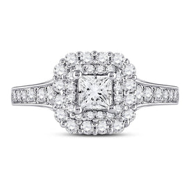 Radiant Brilliance: 14kt White Gold Princess Diamond Halo Bridal Wedding Engagement Ring 1 - 1/2 Cttw - Splendid Jewellery