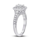 Radiant Brilliance: 14kt White Gold Princess Diamond Halo Bridal Wedding Engagement Ring 1-1/2 Cttw - Second Side View