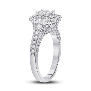 Radiant Brilliance: 14kt White Gold Princess Diamond Halo Bridal Wedding Engagement Ring 1 - 1/2 Cttw - Splendid Jewellery