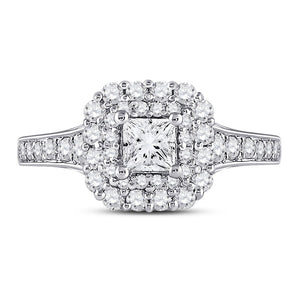 Radiant Brilliance: 14kt White Gold Princess Diamond Halo Bridal Wedding Engagement Ring 1 - 1/2 Cttw - Splendid Jewellery