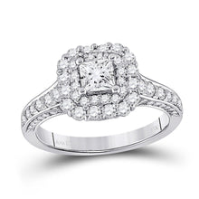 Load image into Gallery viewer, Radiant Brilliance: 14kt White Gold Princess Diamond Halo Bridal Wedding Engagement Ring 1 - 1/2 Cttw - Splendid Jewellery