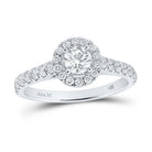 Radiant Brilliance: 14kt White Gold Round Diamond Halo Bridal Wedding Engagement Ring - Splendid Jewellery