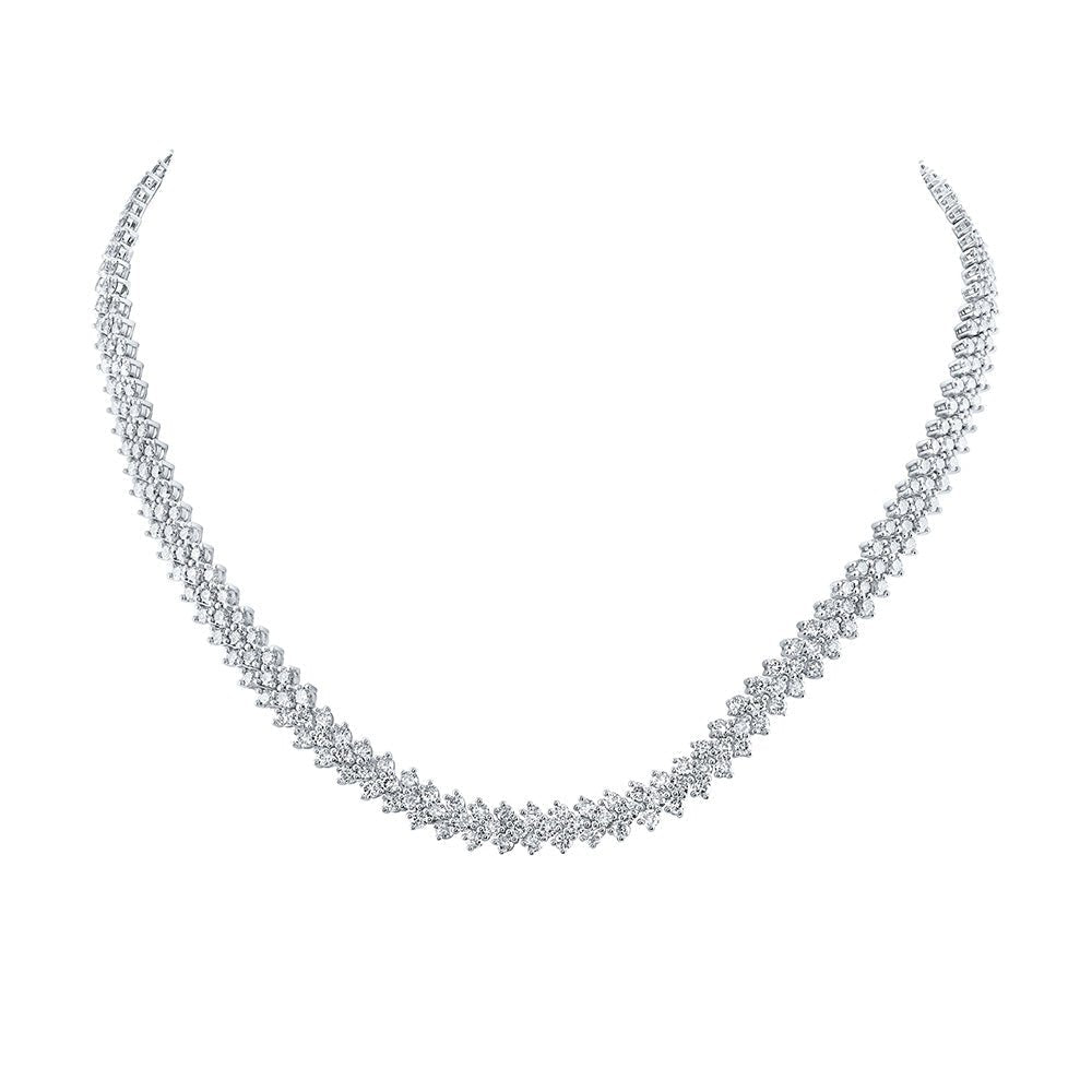 Radiant Brilliance: 14kt White Gold Round Diamond Pendant Necklace - 19 - 3/4 Cttw - Splendid Jewellery