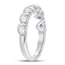 Load image into Gallery viewer, Radiant Brilliance: 14kt White Gold Womens Round Diamond Band Ring 1 Cttw - Second Side View