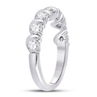 Radiant Brilliance: 14kt White Gold Womens Round Diamond Band Ring 1 Cttw - Second Side View