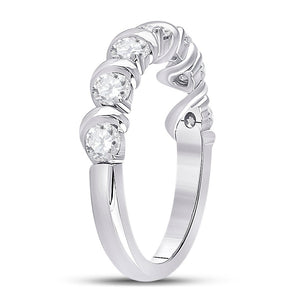 Radiant Brilliance: 14kt White Gold Womens Round Diamond Band Ring 1 Cttw - Splendid Jewellery