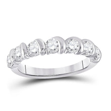 Load image into Gallery viewer, Radiant Brilliance: 14kt White Gold Womens Round Diamond Band Ring 1 Cttw - Top View