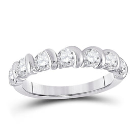 Radiant Brilliance: 14kt White Gold Womens Round Diamond Band Ring 1 Cttw - Top View