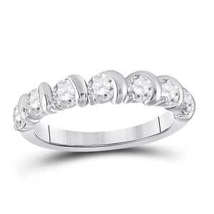 Radiant Brilliance: 14kt White Gold Womens Round Diamond Band Ring 1 Cttw - Splendid Jewellery