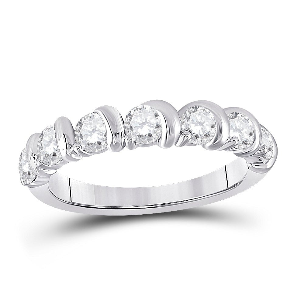 Radiant Brilliance: 14kt White Gold Womens Round Diamond Band Ring 1 Cttw - Splendid Jewellery