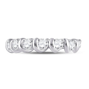 Radiant Brilliance: 14kt White Gold Womens Round Diamond Band Ring 1 Cttw - Splendid Jewellery