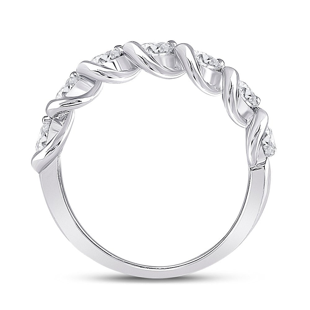 Radiant Brilliance: 14kt White Gold Womens Round Diamond Band Ring 1 Cttw - Splendid Jewellery