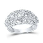Radiant Brilliance | 14kt White Gold Womens Round Diamond Cluster Anniversary Ring 1 Cttw - Splendid Jewellery