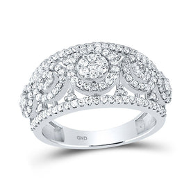 Radiant Brilliance | 14kt White Gold Womens Round Diamond Cluster Anniversary Ring 1 Cttw - Splendid Jewellery