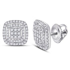 Radiant Brilliance: 14kt White Gold Womens Round Diamond Cushion Cluster Earrings  Top View from Splendid Jewellery