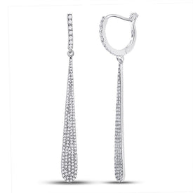 Radiant Brilliance: 14kt White Gold Womens Round Diamond Drop Dangle Earrings 3/4 Cttw - Top View