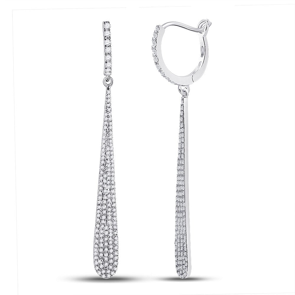 Radiant Brilliance: 14kt White Gold Womens Round Diamond Drop Dangle Earrings 3/4 Cttw - Splendid Jewellery