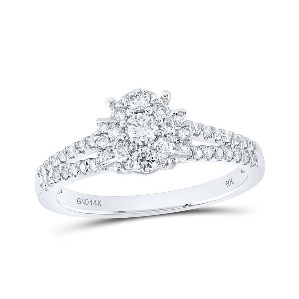 Radiant Brilliance: 14kt White Gold Womens Round Diamond Fashion Ring 1/2 Cttw - Splendid Jewellery