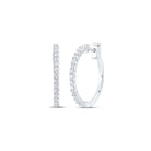 Radiant Brilliance: 14kt White Gold Womens Round Diamond Hoop Earrings 7/8 Cttw - Splendid Jewellery