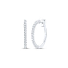 Radiant Brilliance: 14kt White Gold Womens Round Diamond Hoop Earrings 7/8 Cttw - Splendid Jewellery