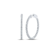 Load image into Gallery viewer, Radiant Brilliance: 14kt White Gold Womens Round Diamond Inside Outside Hoop Earrings - Splendid Jewellery