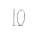 Radiant Brilliance: 14kt White Gold Womens Round Diamond Inside Outside Hoop Earrings - Splendid Jewellery