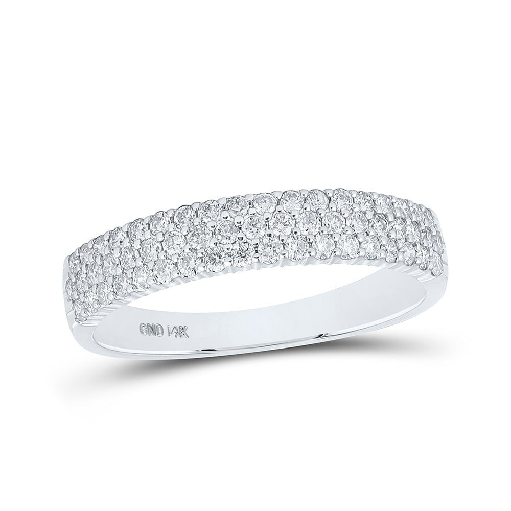 Radiant Brilliance | 14kt White Gold Womens Round Diamond Machine - set Pave Band Ring 1/2 Cttw - Splendid Jewellery