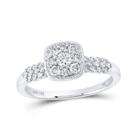 Radiant Brilliance: 14kt White Gold Womens Round Diamond Square Cluster Ring 1/2 Cttw - Splendid Jewellery