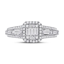 Load image into Gallery viewer, Radiant Brilliance: 14kt White Gold Womens Round Diamond Square Cluster Ring 7/8 Cttw - Front View