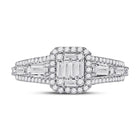Radiant Brilliance: 14kt White Gold Womens Round Diamond Square Cluster Ring 7/8 Cttw - Front View