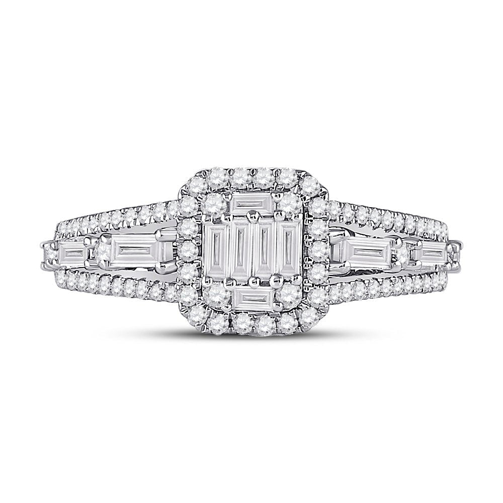 Radiant Brilliance: 14kt White Gold Womens Round Diamond Square Cluster Ring 7/8 Cttw - Splendid Jewellery