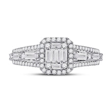 Load image into Gallery viewer, Radiant Brilliance: 14kt White Gold Womens Round Diamond Square Cluster Ring 7/8 Cttw - Splendid Jewellery