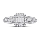 Radiant Brilliance: 14kt White Gold Womens Round Diamond Square Cluster Ring 7/8 Cttw - Splendid Jewellery