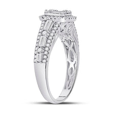 Load image into Gallery viewer, Radiant Brilliance: 14kt White Gold Womens Round Diamond Square Cluster Ring 7/8 Cttw - Second Side View