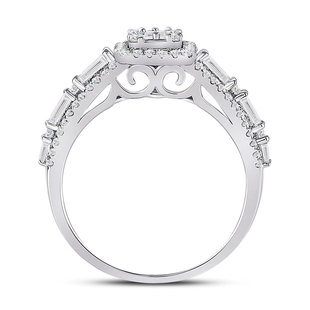 Radiant Brilliance: 14kt White Gold Womens Round Diamond Square Cluster Ring 7/8 Cttw - Splendid Jewellery
