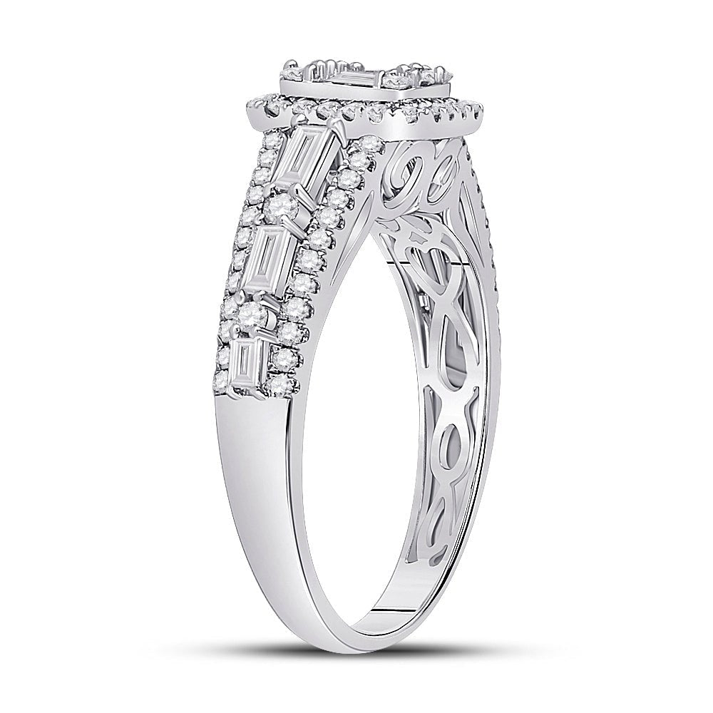 Radiant Brilliance: 14kt White Gold Womens Round Diamond Square Cluster Ring 7/8 Cttw - Splendid Jewellery