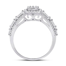 Load image into Gallery viewer, Radiant Brilliance: 14kt White Gold Womens Round Diamond Square Cluster Ring 7/8 Cttw - Side View