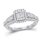 Radiant Brilliance: 14kt White Gold Womens Round Diamond Square Cluster Ring 7/8 Cttw - Top View