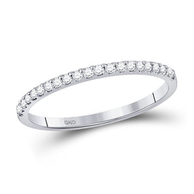 Radiant Brilliance: 14kt White Gold Womens Round Diamond Wedding Single Row Band 1/6 Cttw - Splendid Jewellery