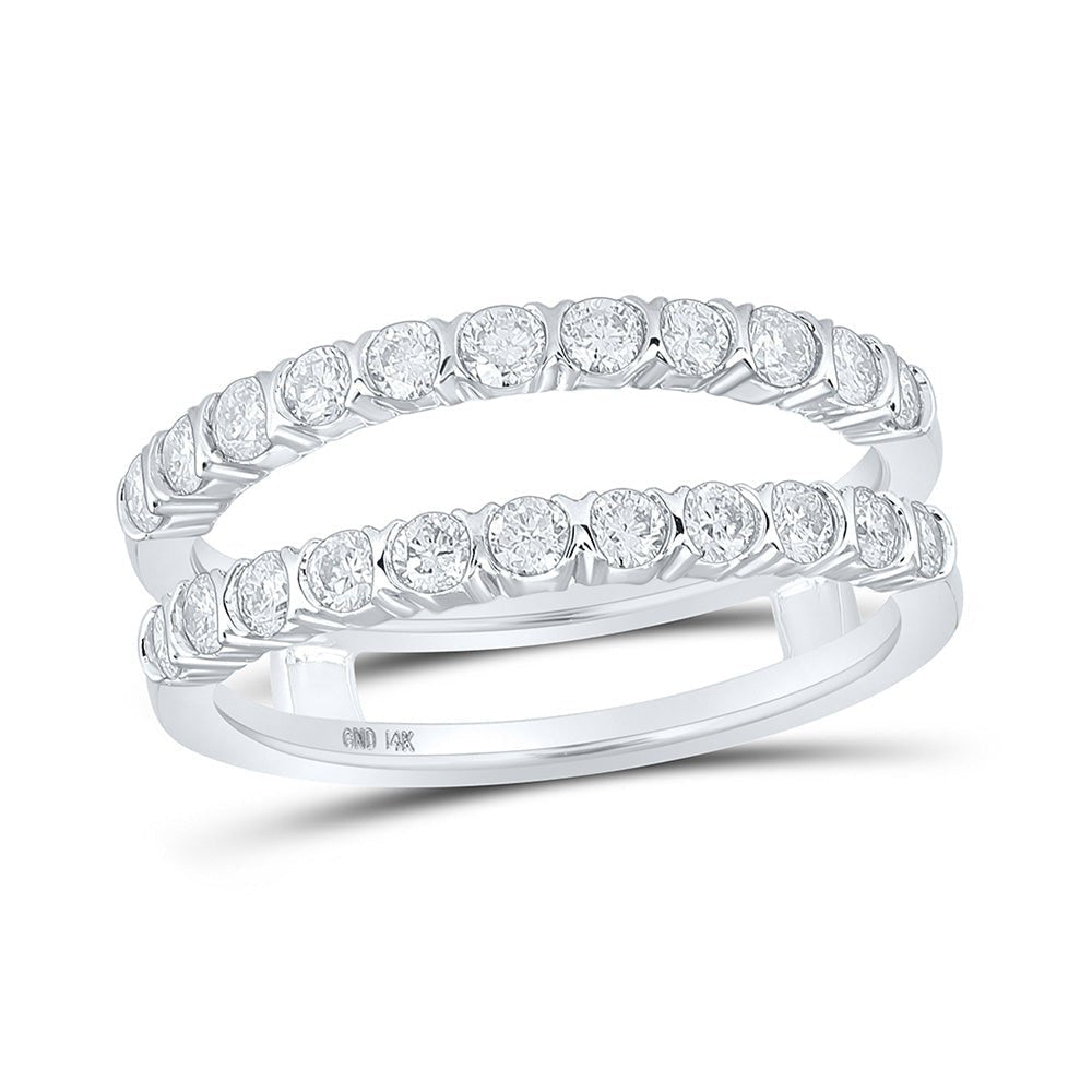 Radiant Brilliance: 14kt White Gold Womens Round Diamond Wrap Enhancer Wedding Band 7/8 Cttw - Splendid Jewellery