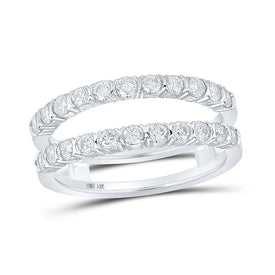 Radiant Brilliance: 14kt White Gold Womens Round Diamond Wrap Enhancer Wedding Band 7/8 Cttw - Splendid Jewellery