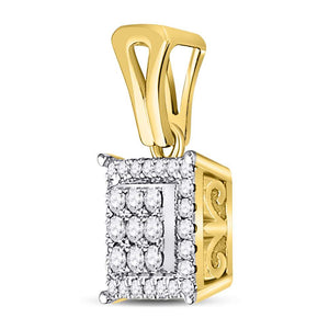 Radiant Brilliance: 14kt Yellow Gold Women's Round Diamond Square Cluster Pendant - Splendid Jewellery