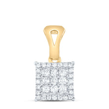 Load image into Gallery viewer, Radiant Brilliance: 14kt Yellow Gold Women&#39;s Round Diamond Square Cluster Pendant  Top View from Splendid Jewellery