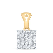 Load image into Gallery viewer, Radiant Brilliance: 14kt Yellow Gold Women's Round Diamond Square Cluster Pendant - Splendid Jewellery