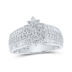 Radiant Brilliance Diamond Cluster Ring | 10kt White Gold Womens Round Diamond Cluster Ring 1 Cttw | Splendid Jewellery - Splendid Jewellery
