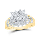 Radiant Brilliance Diamond Cluster Ring | 10kt Yellow Gold Womens Round Diamond Cluster Ring 1 Cttw - Splendid Jewellery